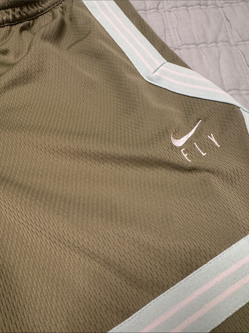 Nike Olive Dri-FIT Athletic Shorts with White Swoosh - Picture 4 of 6